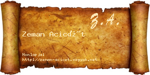 Zeman Acicét névjegykártya